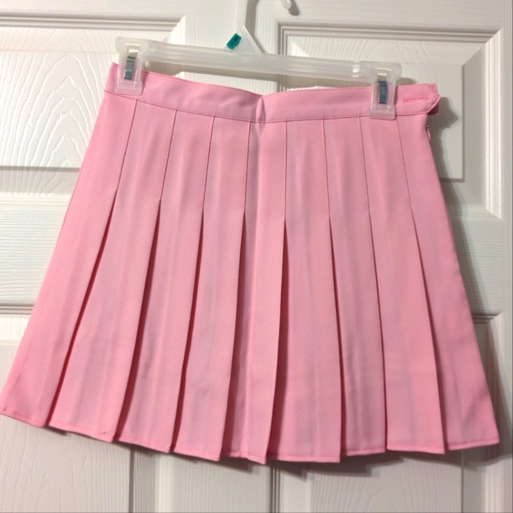 Fei Li Lai Designer Pleated Pink Mini Skirt with Under Shorts